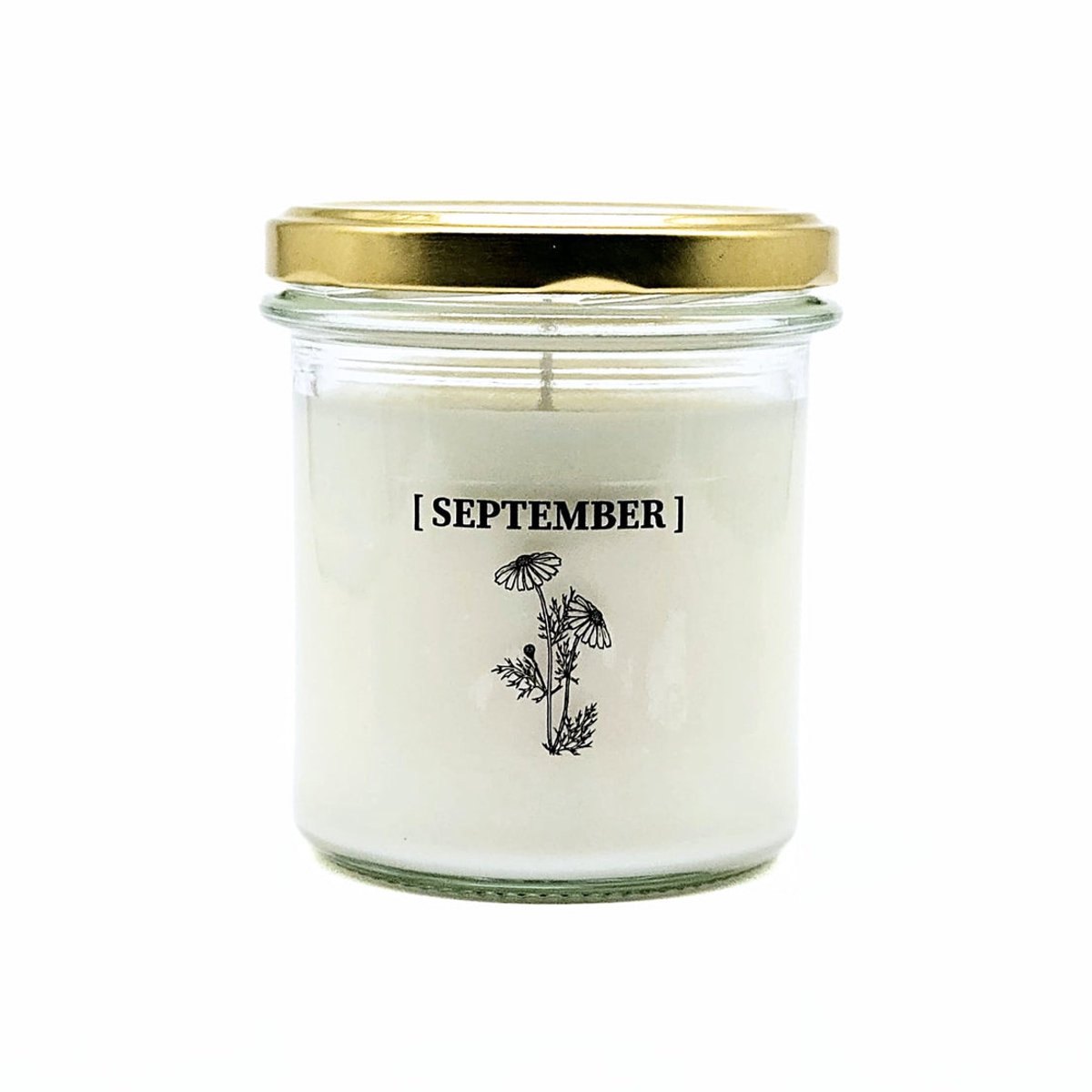 Candlelight-on - geurkaars met geboortebloem en geboortedatum - 8 september - o.b.v. sojawas en etherische oliën