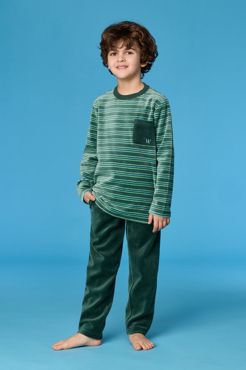 Woody Heren pyjama groene streep - maat XL