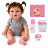TEKROA® Levensechte Reborn Baby Pop Meisje - 48 cm Volledig Lichaam Waterdicht ethyleen- Realistische Pasgeboren Speelgoedpop met Kleding en Accessoires