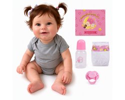 TEKROA® Levensechte Reborn Baby Pop Meisje - 48 cm Volledig Lichaam Waterdicht ethyleen- Realistische Pasgeboren Speelgoedpop met Kleding en Accessoires