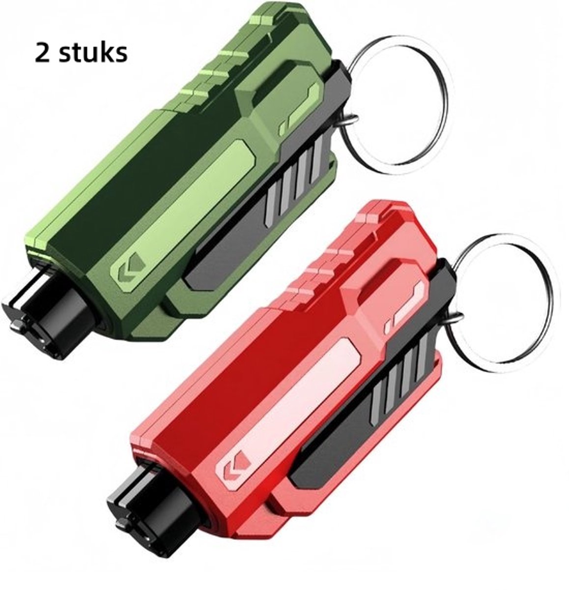 2 stuks - Veiligheidshamer - 2-in-1 Veiligheidshamer en veiligheidsgordelsnijder - Ramenbreker - Noodshamer - Autohamer - Noodsuitgangsgereedschap - Veiligheidsgordelsnijder - Groen + Rood