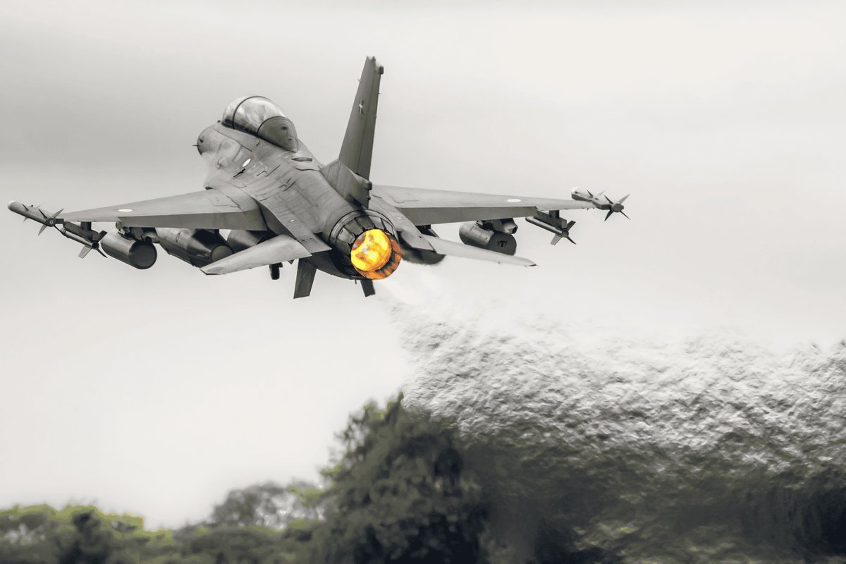 Straaljager Poster - F16 - Fighting Falcon - Actiefoto - posters - formaat 70x100cm - Wanddecoratie - L1377SFA