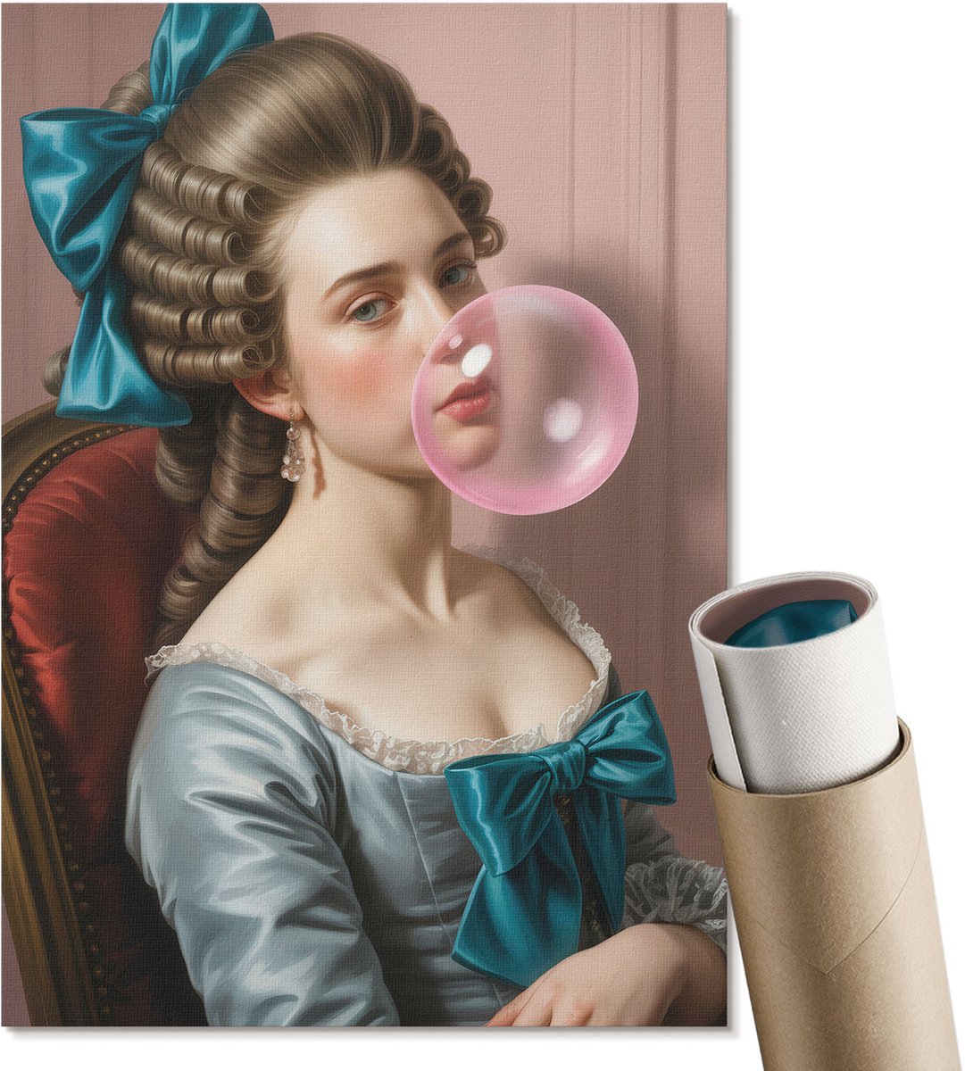 Coloray Polycanvas Poster - Retro Vrouw, Fotografie - A4 - Blauw Kunst - Rechthoek - Wandkunst - Woonkamer, Slaapkamer, Kantoor - Humoristisch