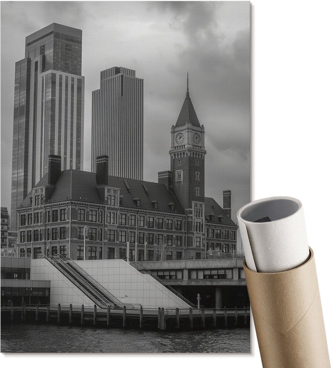 Coloray Canvas Poster Polycanvas - Stedelijke Architectuur, Fotografie - A4 - Grijs Patroon - Rechthoek - Wandkunst - Woonkamer, Slaapkamer, Kantoor - Klassiek