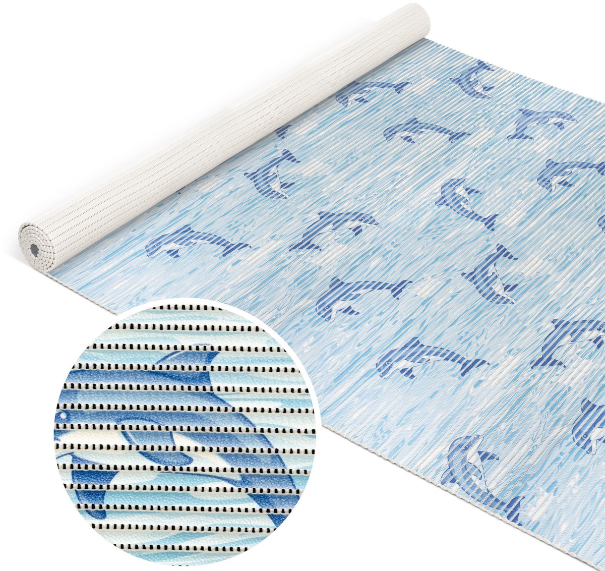 ANRO Badmat Dolfijnen Blauw 130x220cm Antislip Douchemat Afwasbaar Sneldrogend