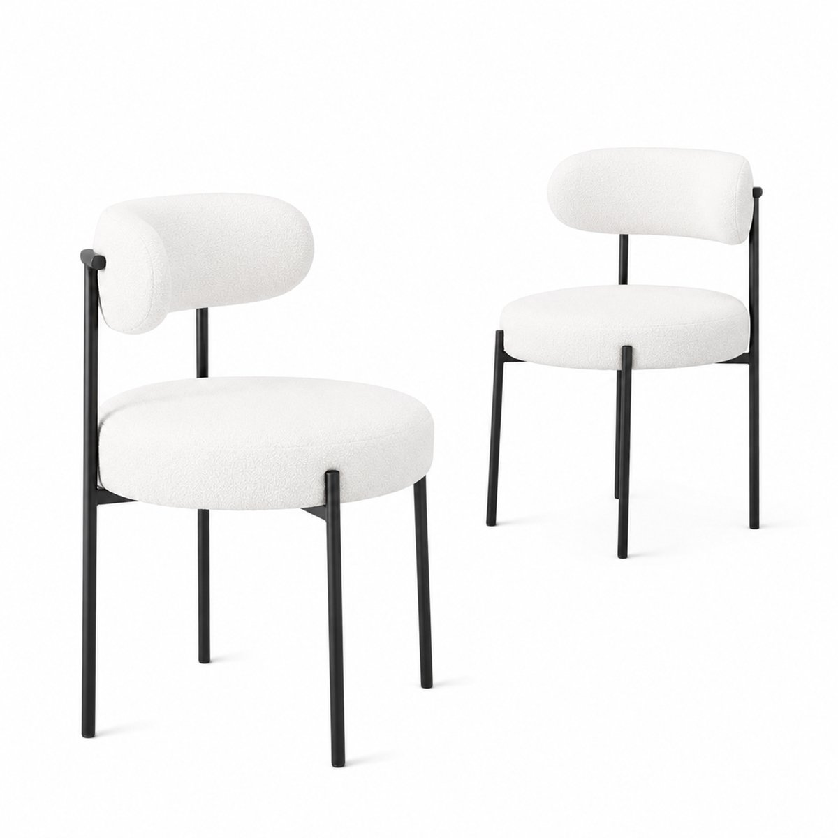 Bresht Stoelen - Eetkamerstoelen - Stoel - Moderne set van 2 - Chenille bekleding - Ergonomische rugleuning - Stevig - Wit