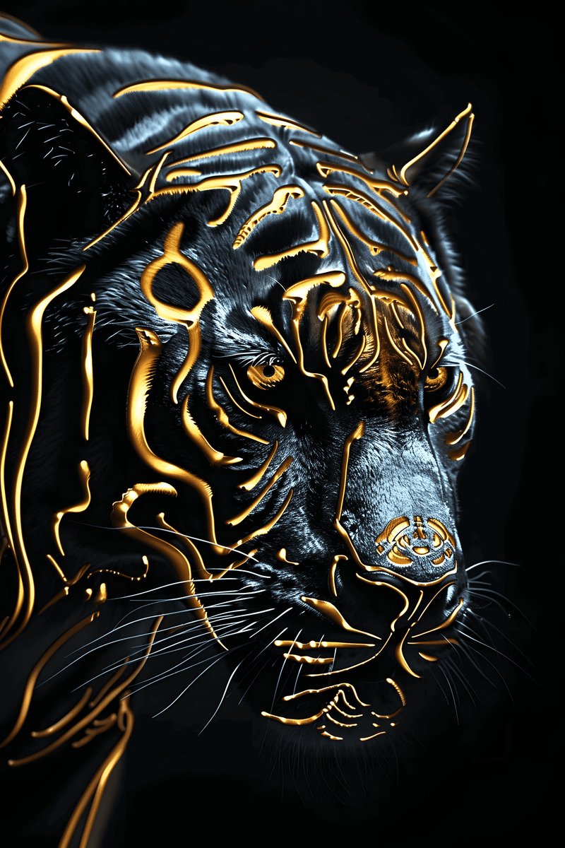 Zwart Goud Panter - Panter - Dieren - Gouden - Kunst - posters - formaat 30x40cm - Wanddecoratie - XS2580MT