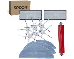 SQOON® vervangingsset geschikt voor Roborock S7 / T7 / T7+ - 12-delige onderhoudskit met HEPA-filters, zijborstels, borstelrol en brede dweilpads
