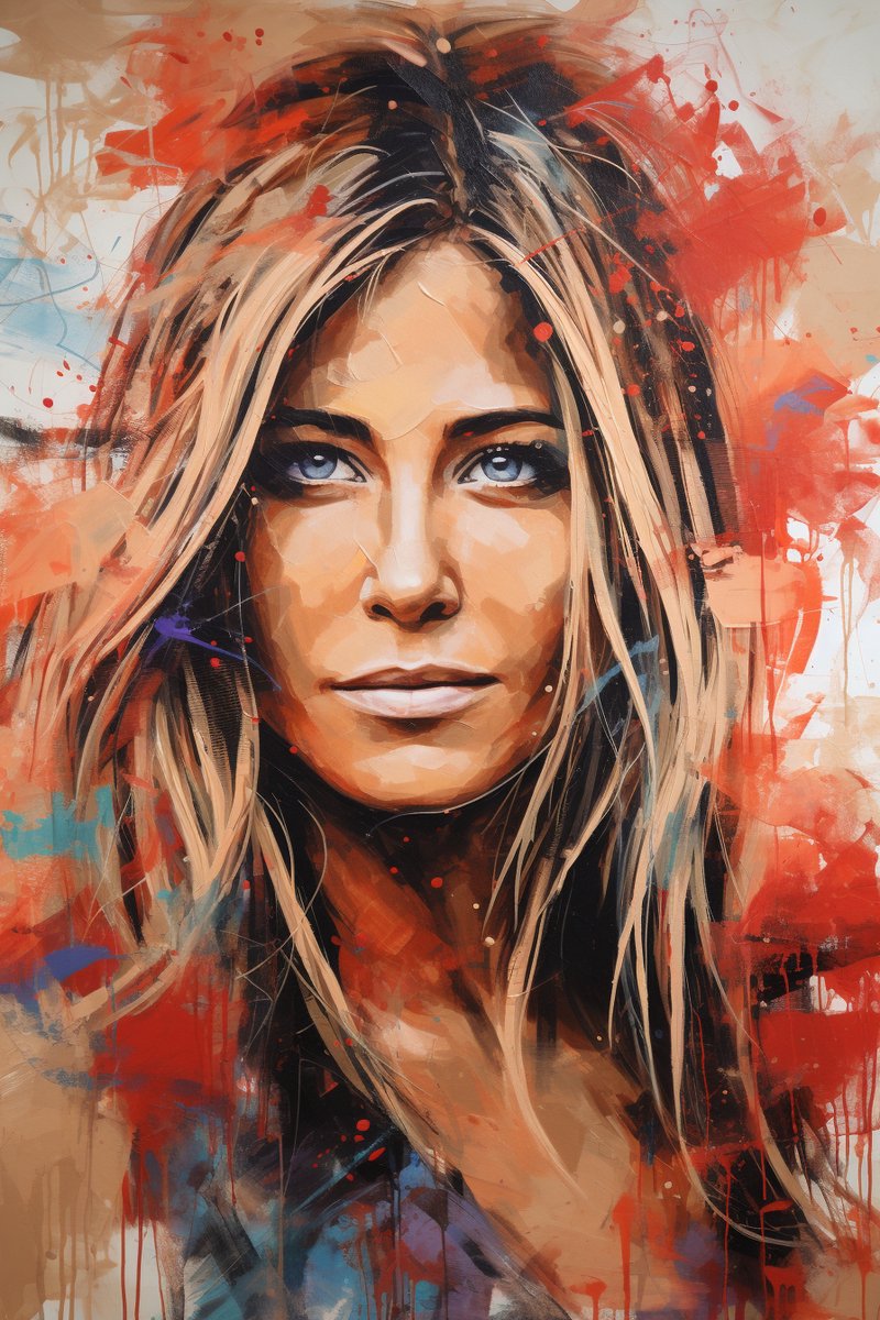 Jennifer Aniston Poster - Abstract Portret - Abstracte Kunst - Friends - Film - Amerikaanse Actrice - posters - formaat 70x100cm - Wanddecoratie - L1289RTB