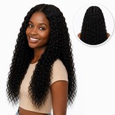 SassyGoods Luxe Lace Wig - Zwarte Pruik Krullend – 13x4 Lace Closure - 180% Dichtheid – Dames Pruiken Lang Haar Zwart - 66 cm