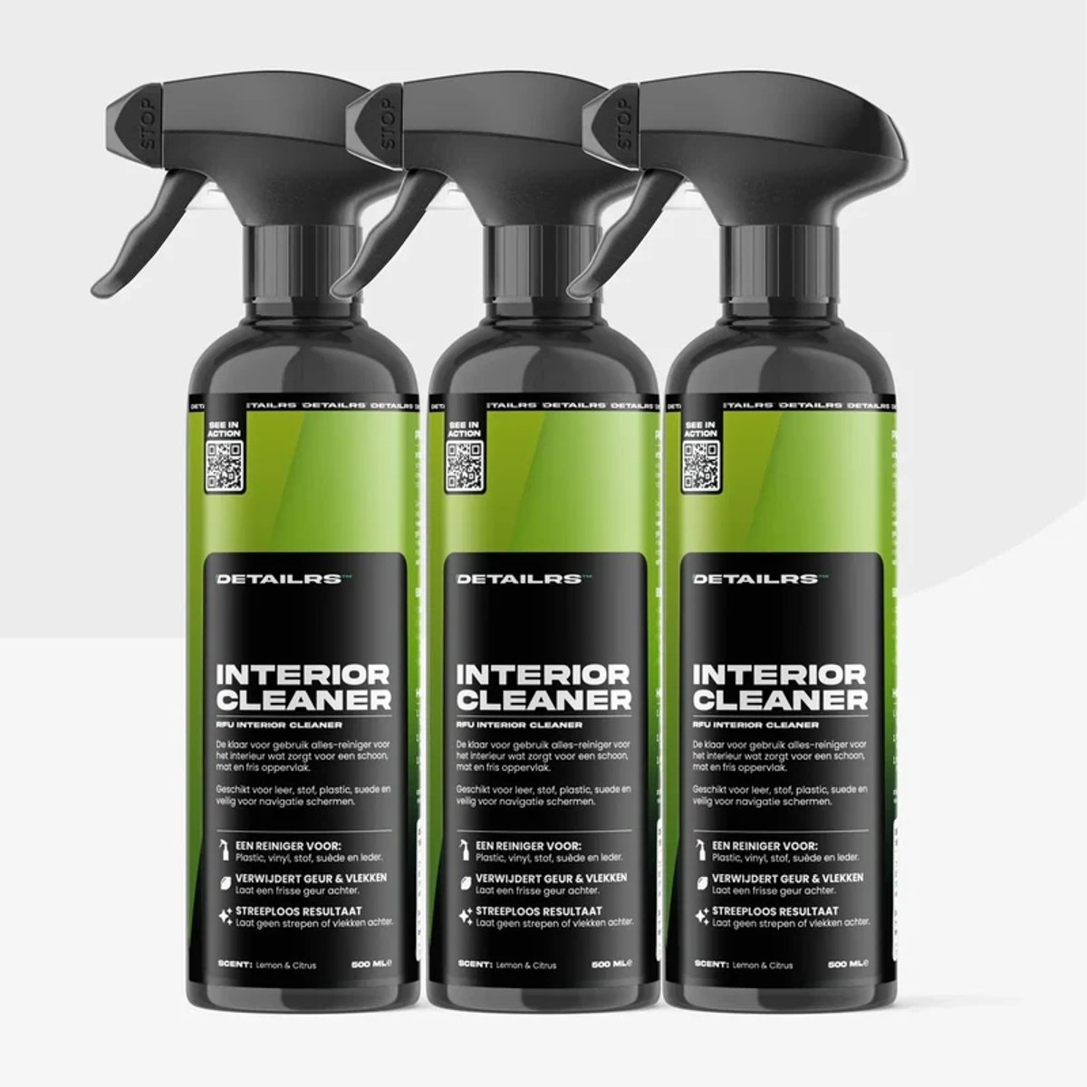 Detailrs Interior Cleaner 3-pack - Interieurreiniger Auto - Interior Cleaner Auto - Auto Reiniger - Allsreiniger Interieur - 1.5L