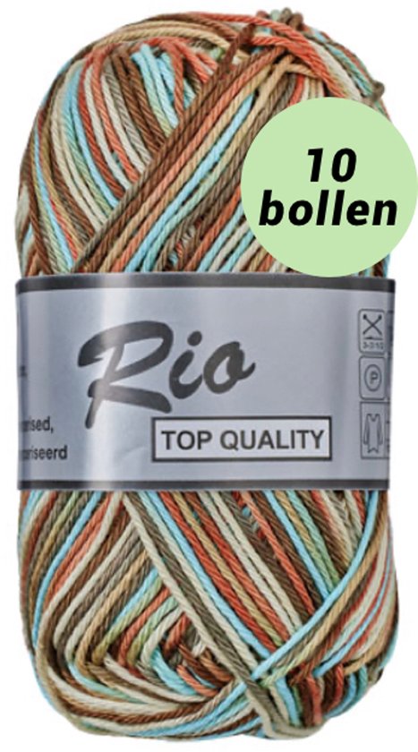 Lammy yarns Rio multi katoen garen - licht blauw (628) - 10 bollen