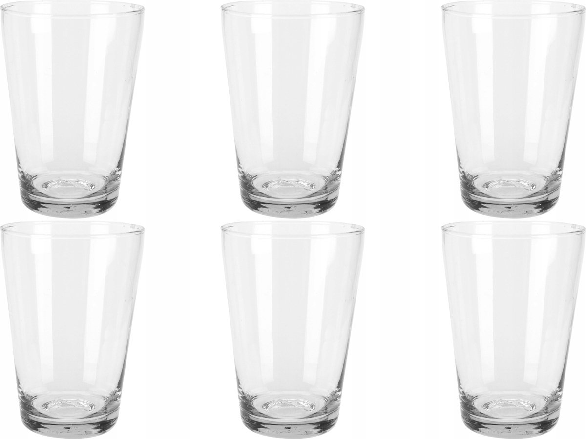 Set van 6 Gerecyclede Glazen - 450 ml - Transparant
