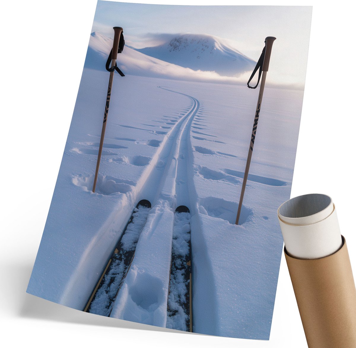 Coloray Polycanvas Poster - Winteraanzicht, Fotografie - 210 x 297 mm - Wit Illustratie - Rechthoek - Kunstposter - Woonkamer, Slaapkamer, Kantoor - Modern