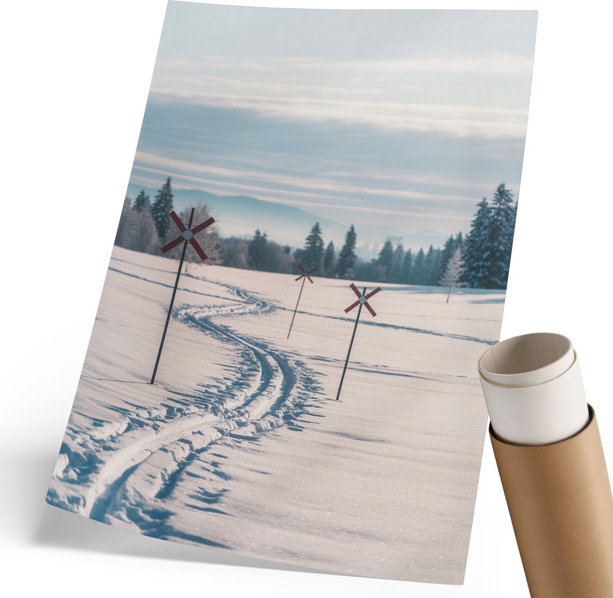 Coloray Polycanvas Poster - Winterlandschap, Fotografie - 210 x 297 mm - Wit Wandposter - Rechthoek - Kunstposter - Woonkamer, Slaapkamer, Kantoor - Klassiek