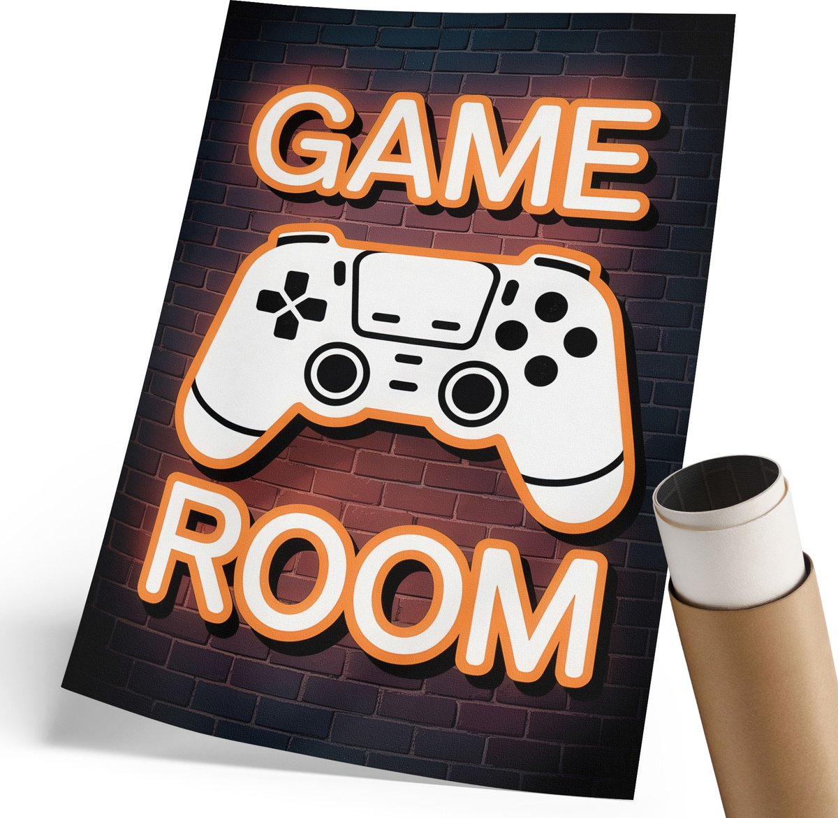 Coloray Polycanvas Wandposter - Neon-Controller, Typografie - 210 x 297 mm - Wit Wanddecoratie - Rechthoek - Wandkunstwerk - Woonkamer, Slaapkamer, Kantoor - Popcultuur