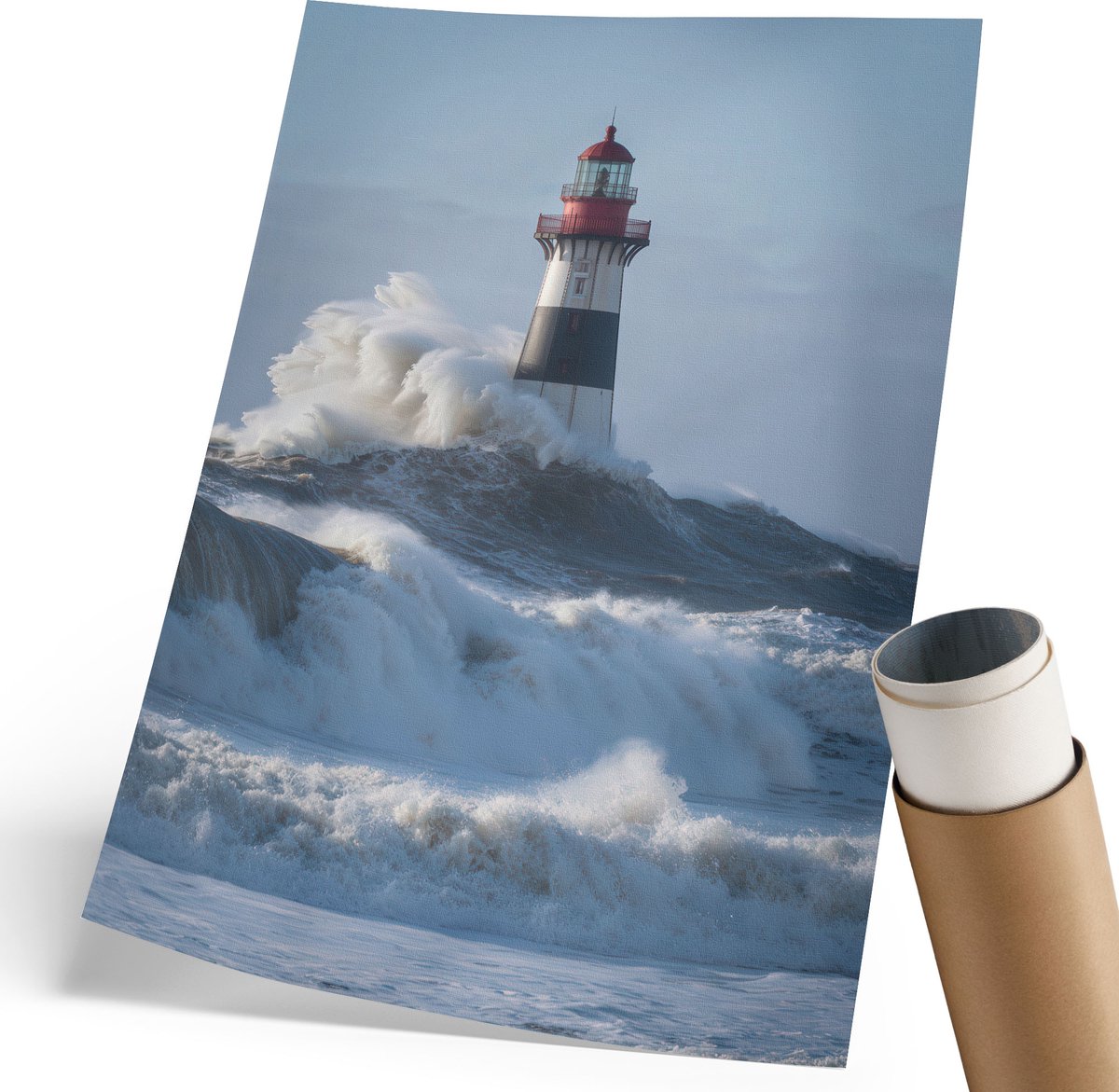 Coloray Polycanvas Poster - De Kracht Van De Oceaan, Fotografie - 210 x 297 mm - Blauw Illustratie - Rechthoek - Muurdecoratie - Woonkamer, Slaapkamer, Kantoor - Klassiek