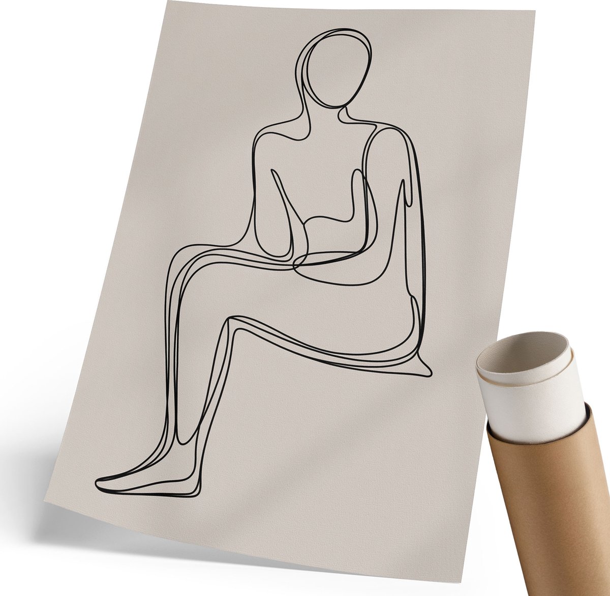 Coloray Polycanvas Wandposter - Karakterlijntekening, Lijntekening - 210 x 297 mm - Romig Design - Rechthoek - Canvasposter - Woonkamer, Slaapkamer, Kantoor - Minimalist