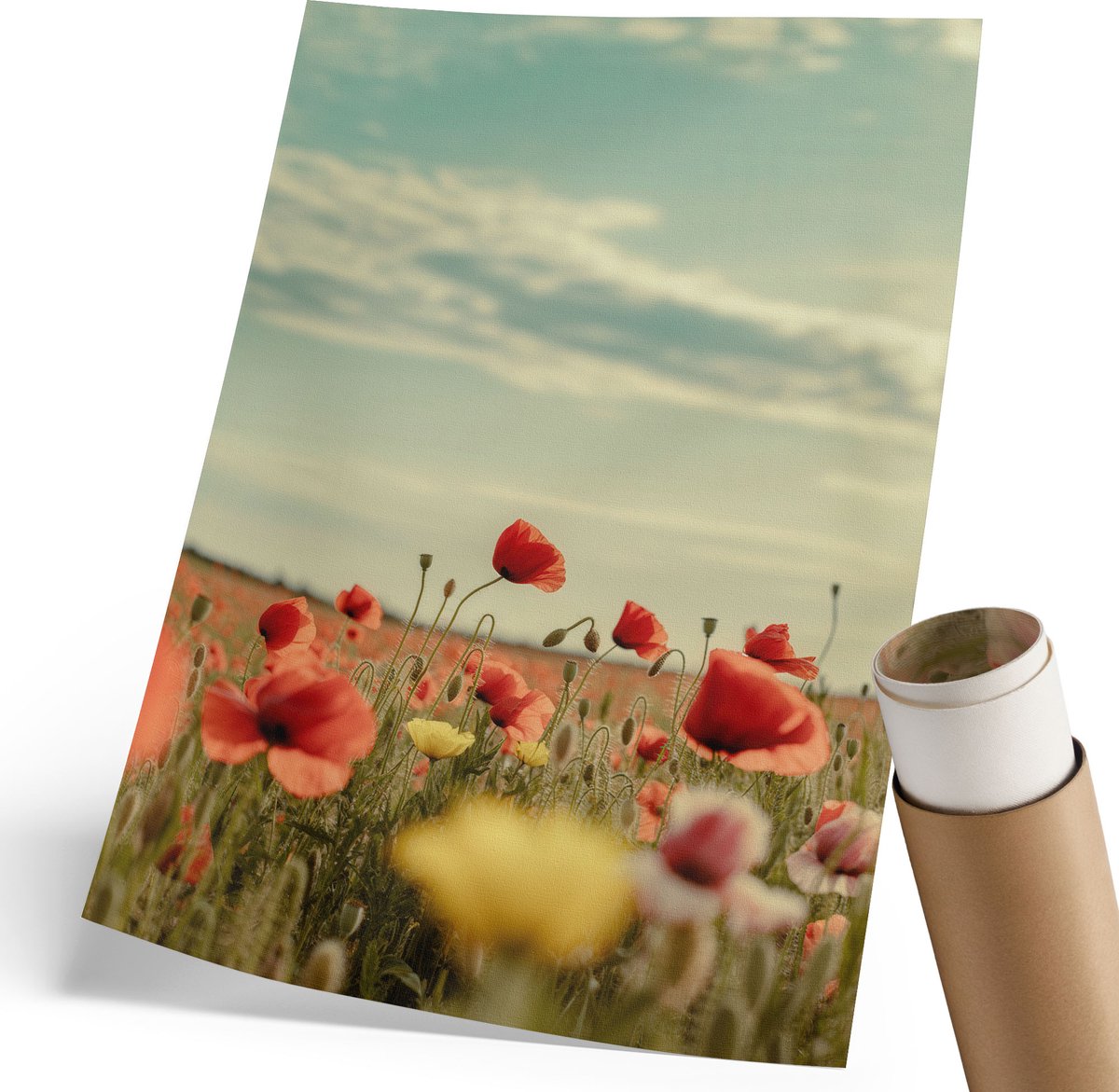 Coloray Polycanvas Poster - Zomerbloemen, Fotografie - 210 x 297 mm - Rood Motief - Rechthoek - Wandkunst - Woonkamer, Slaapkamer, Kantoor - Vintage