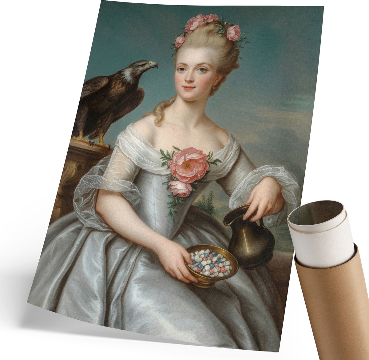 Wallfluent Canvas Poster Polycanvas - Mysterieus Bos, Groente - 297 x 420 mm - Zwart-wit Decoratie - Rechthoek - Decoratieve poster - Kantoor - Modern