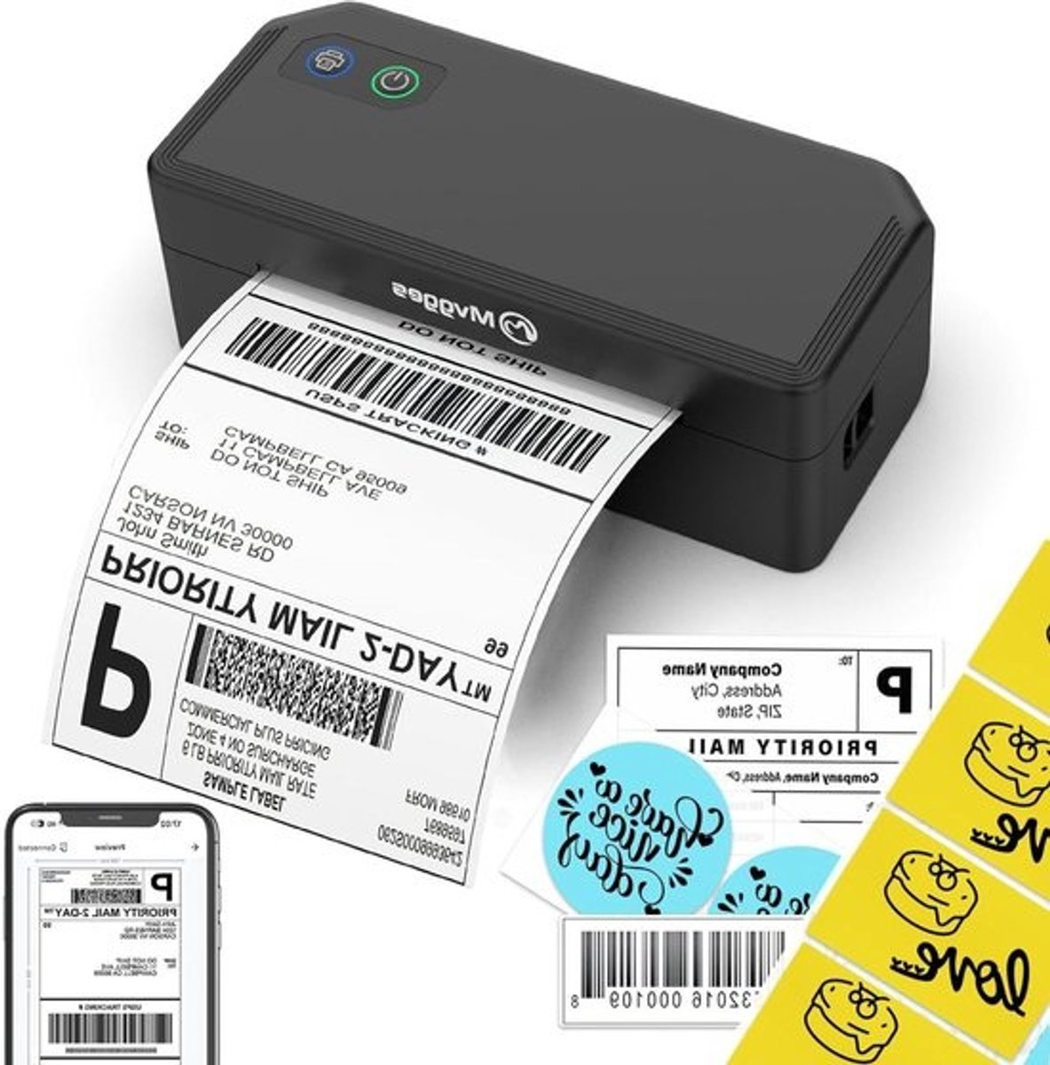 Verzendlabelprinter - Thermische printer - Labels printen - Dubbele connectiviteit - 4x6 inch - Zwart