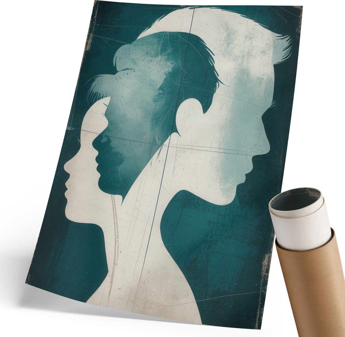 Coloray Canvas Poster Polycanvas - Stadszicht, Wit - 420 x 594 mm - Wit Patroon - Rechthoek - Wandkunstwerk - Kantoor - Modern