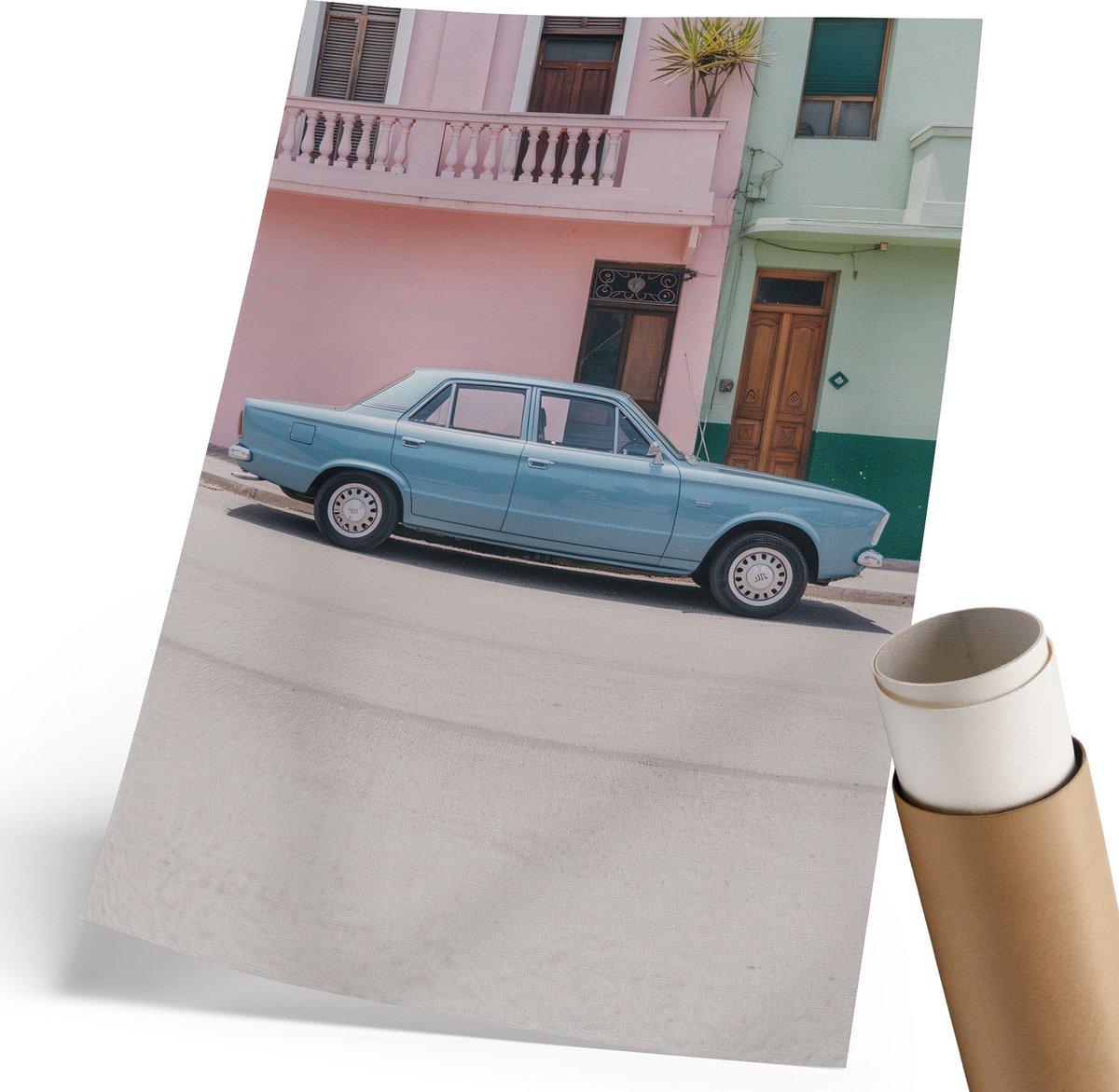 Coloray Polycanvas Poster - Bosmist, Groente - 210 x 297 mm - Roze Wanddecoratie - Rechthoek - Kunstposter - Slaapkamer - Vintage
