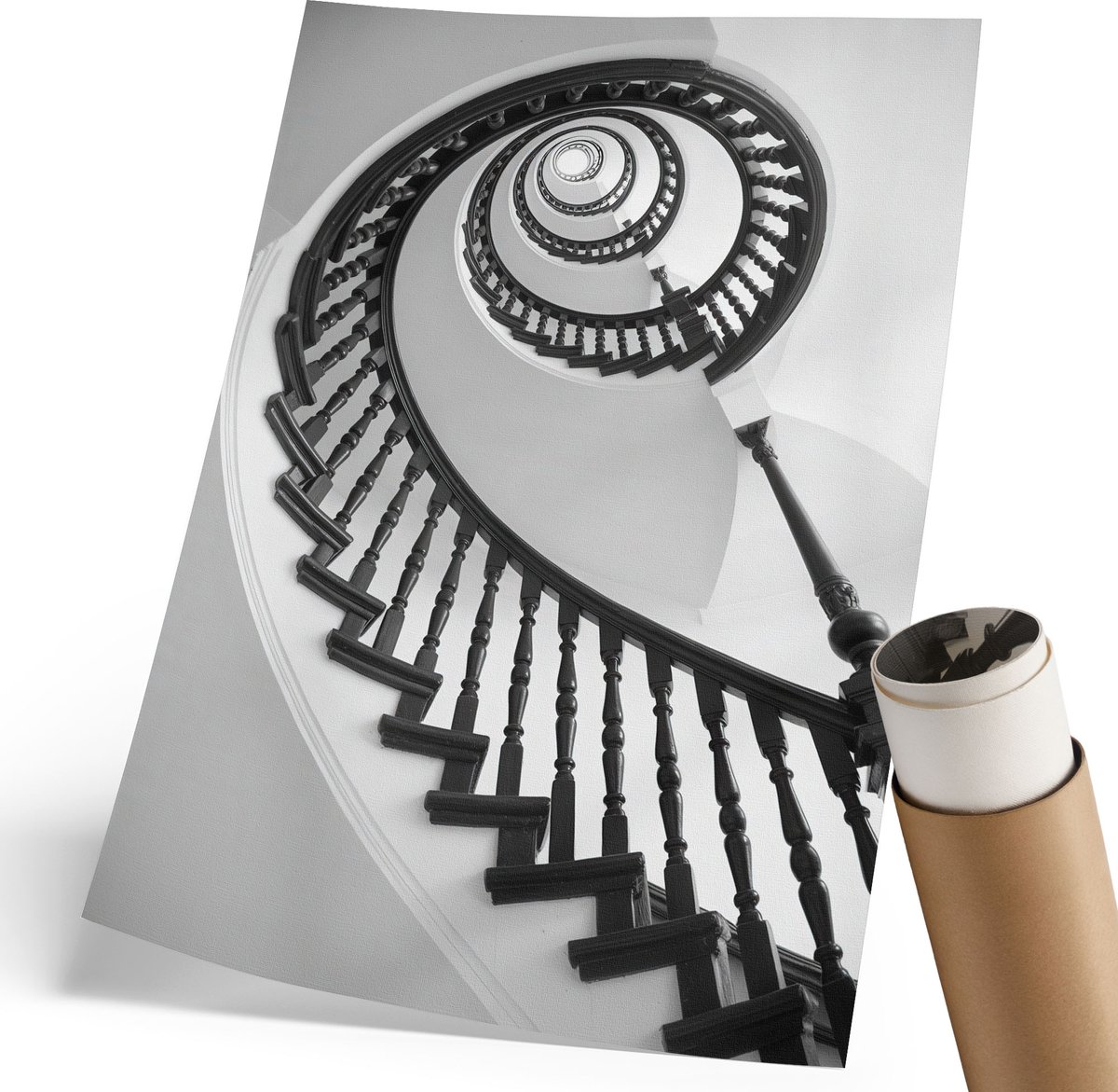 Coloray Polycanvas Poster - Winterpanorama, Wit - 210 x 297 mm - Zwart-wit Wanddecoratie - Rechthoek - Kunstposter - Slaapkamer - Klassiek