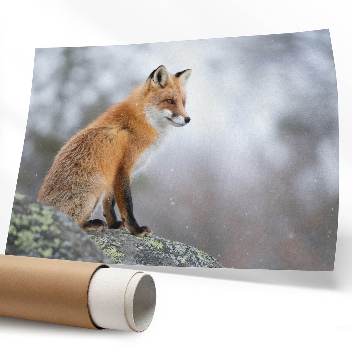 Coloray Polycanvas Poster - Vrouwelijk Silhouet, Lijntekening - 594 x 840 mm - Beige Design - Rechthoek - Muurdecoratie - Woonkamer - Minimalist