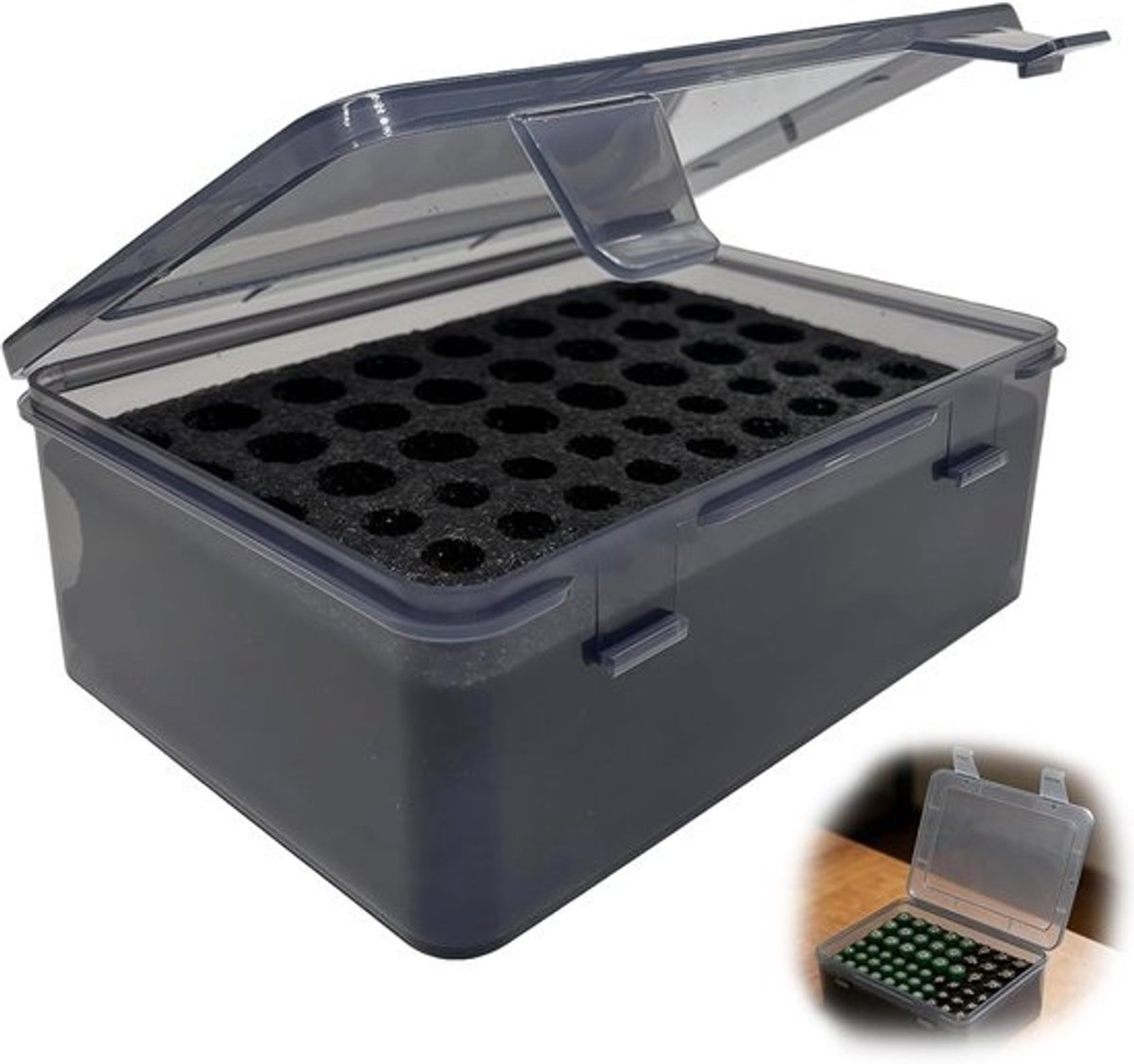 Batterij Opbergdoos - Batterijhouder - Batterijen Sorteren - Ruimte voor 54 Batterijen - 16.5 x 12.3 x 5.8 cm