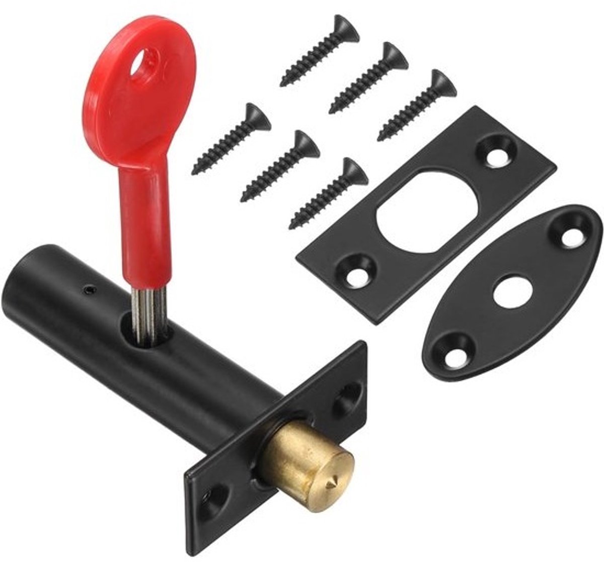 Stalen Cilinderkern - Verborgen Insteekslot - Deurbeveiliging - Verborgen Montage - 16 mm Kern - Zwart/Rood