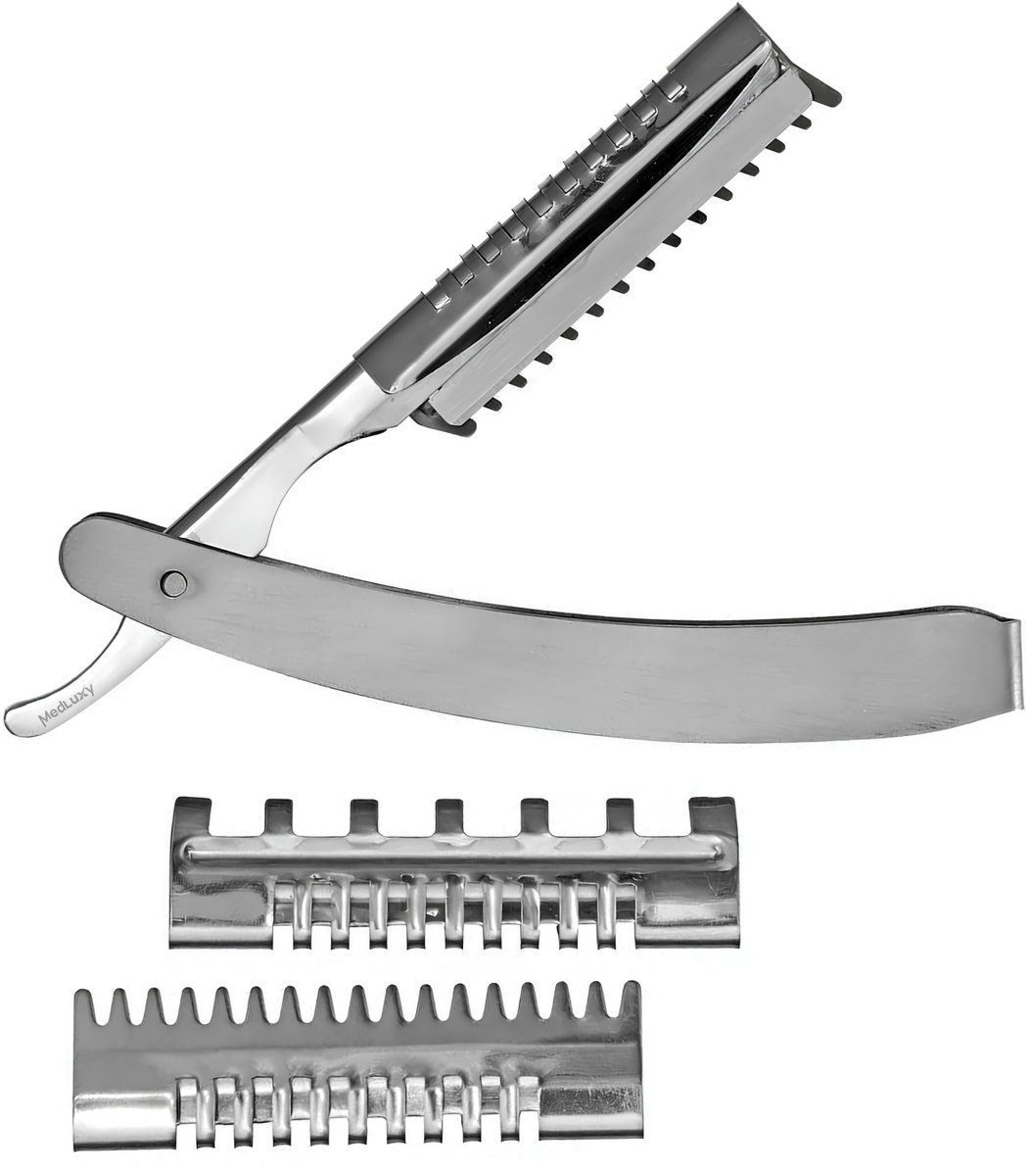 MEDLUXY - Styling Razor 2-in-1 - Kappersmes- en Effileermeshouder - 3 Opzetkammen - 13 cm - Zonder Mesjes