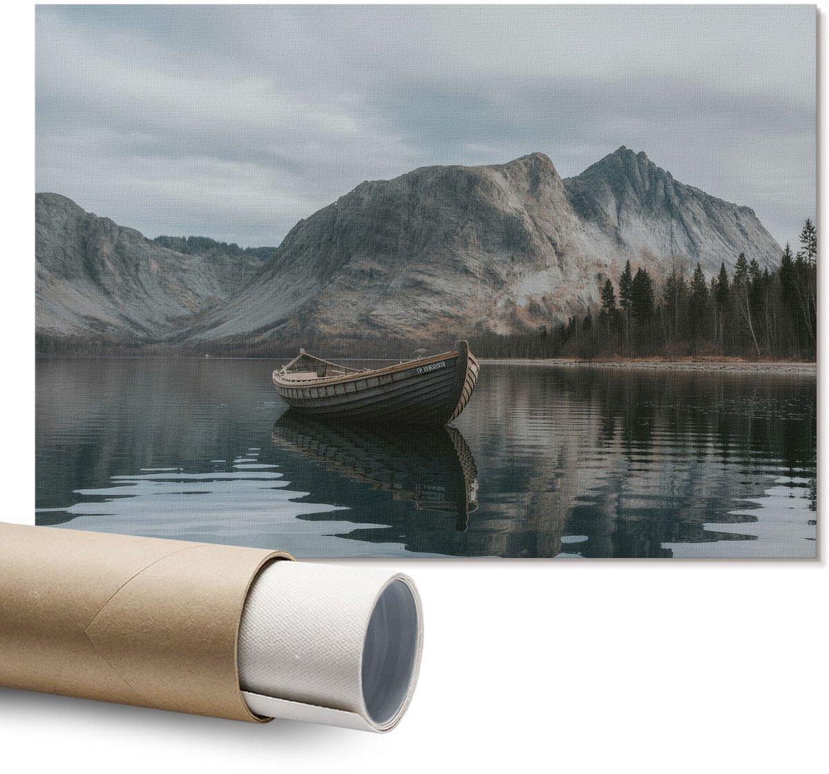 Coloray Polycanvas Wandposter – Bergvrede, Grijs – A1 – Groen Poster – Rechthoek – Canvas Wandposter – Kantoor – Geometrische