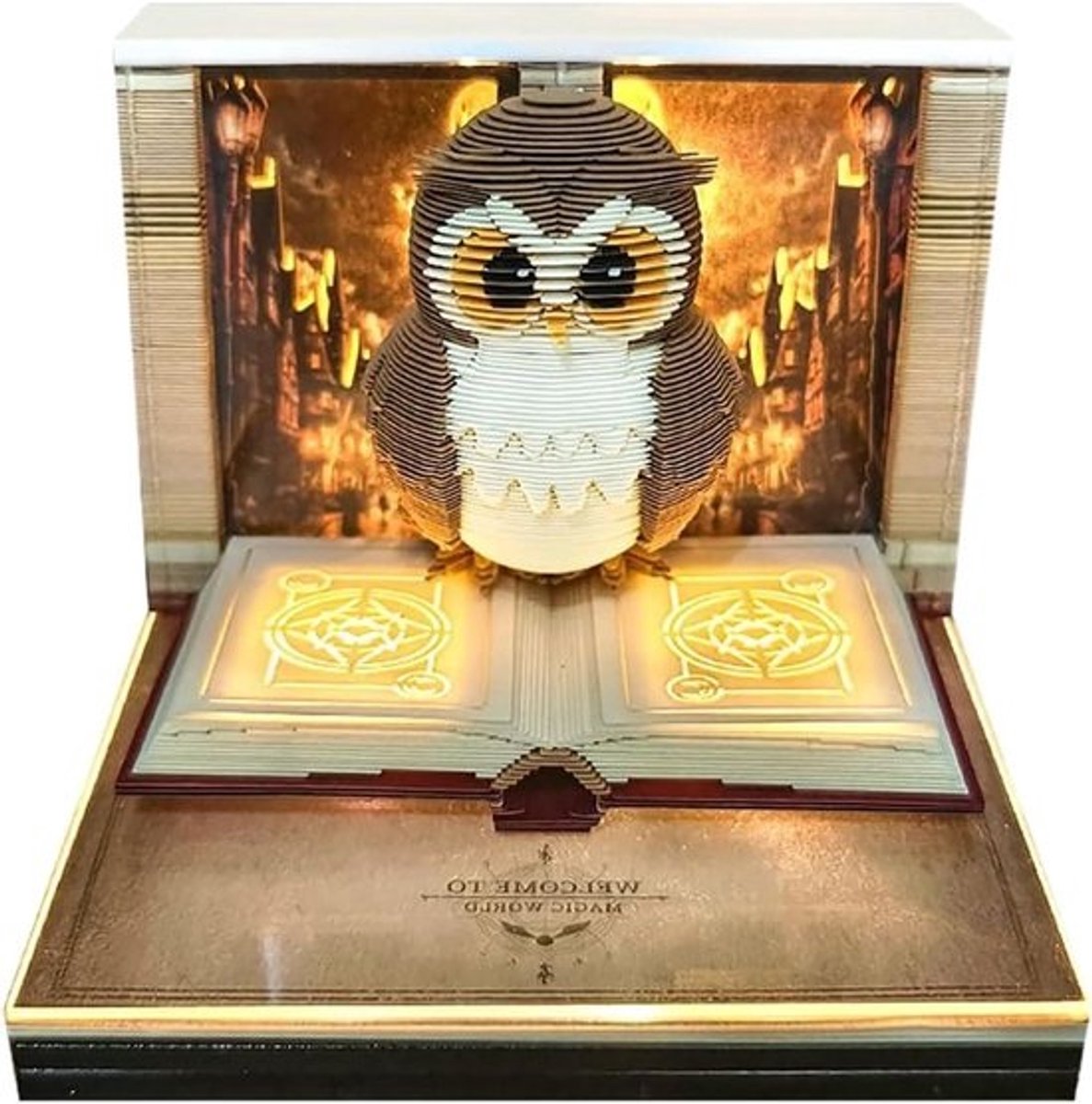 3D Kalender Notitieblok - Uil Scheurkalender - Bureau Organisatie - Papieren Sculptuur Kunst - 8.5x8.5x6.8 cm - Multicolor