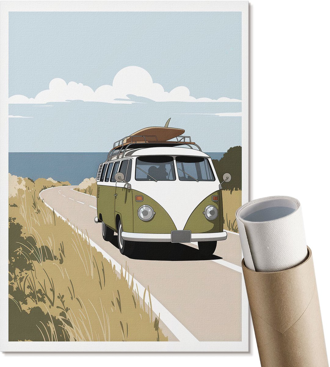 Coloray Polycanvas Wandposter - Straatlantaarn, Fotografie - A3 - Roze Illustratie - Rechthoek - Canvasposter - Woonkamer, Slaapkamer, Kantoor - Minimalist