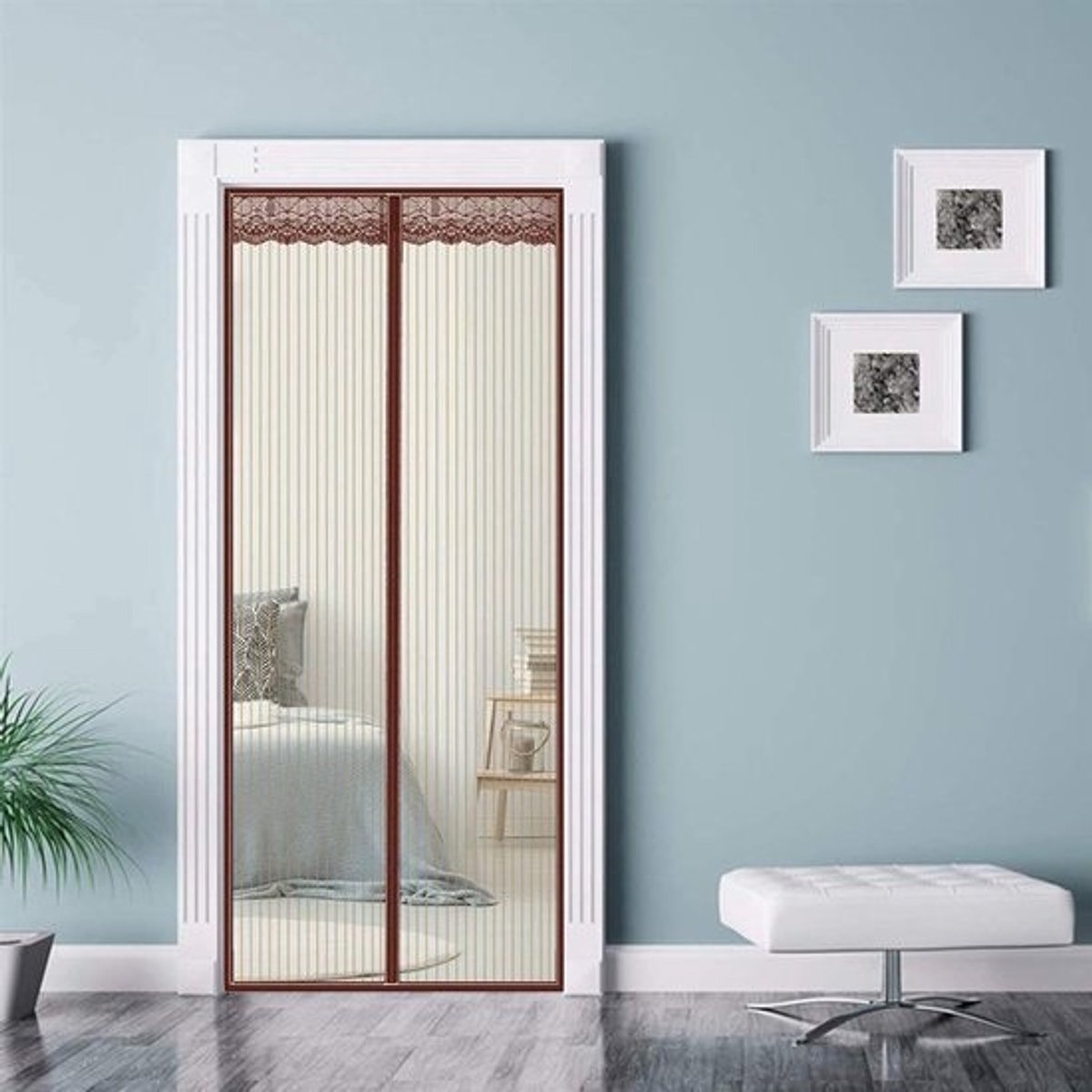 Vliegendeur Magneet - Insectenhor Deur - Buiten Leven - Zonder Boren - 100x220cm - Bruin