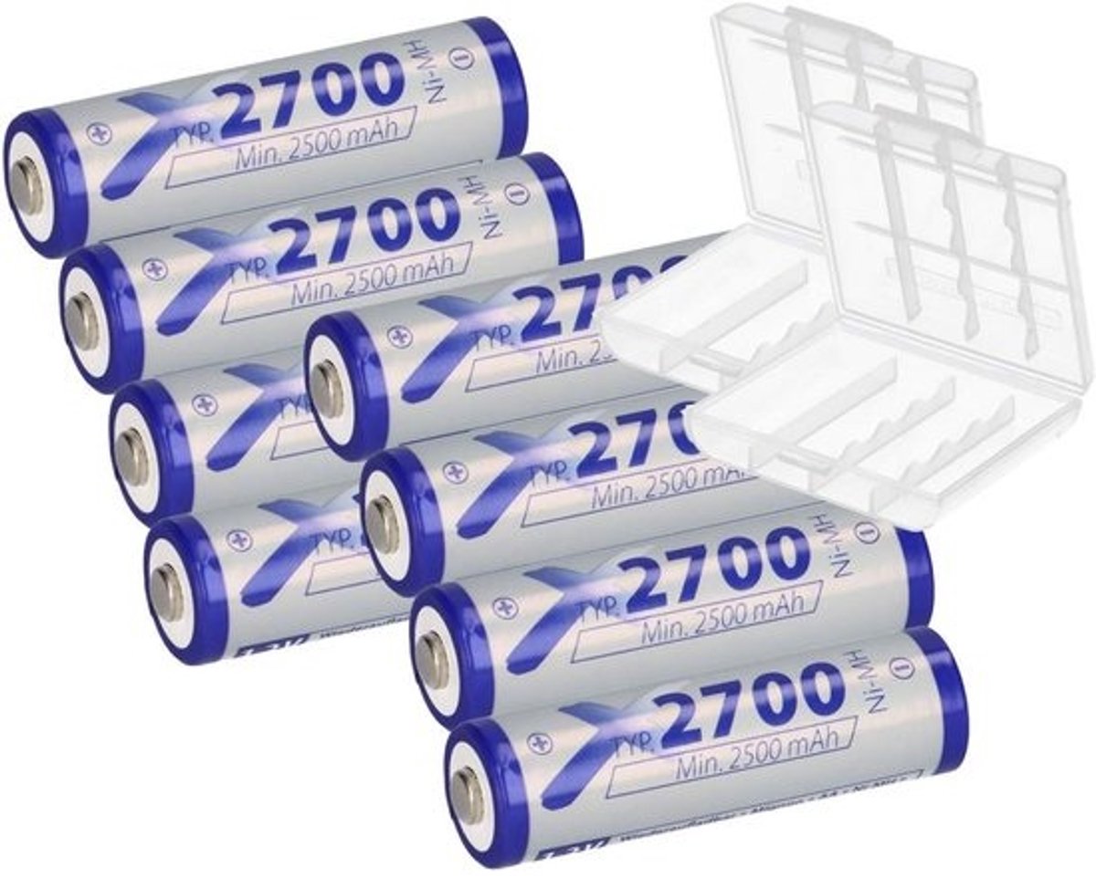 Oplaadbare Batterijen - AA Mignon Accu - Elektronica Voeden - Lage Zelfontlading - 2700mAh Capaciteit - Blauw