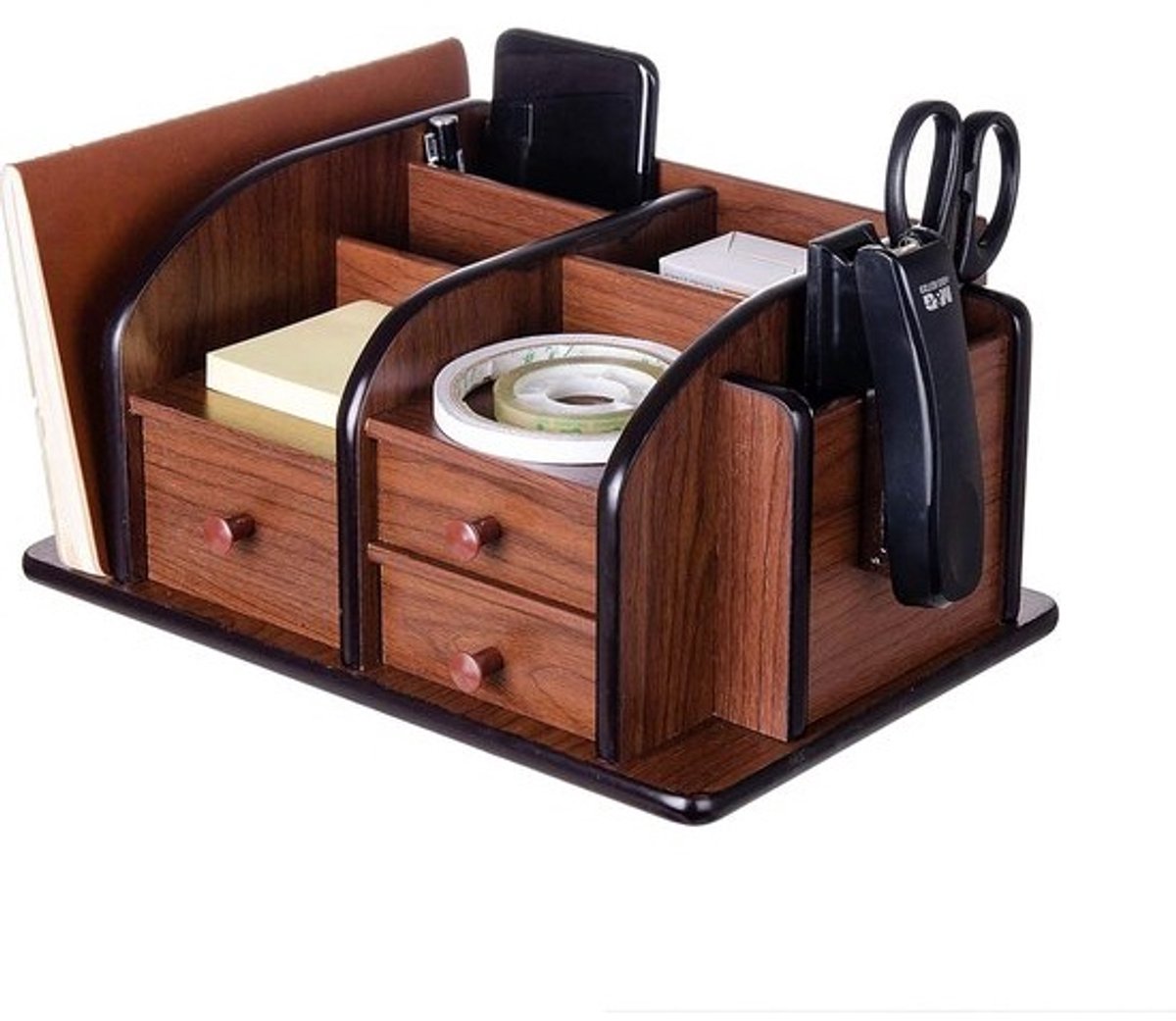 Bureau Organizer - Opbergbak Tafel - Kantoor Ordenen - Meerdere Compartimenten - 3 Laden 2 Planken - Bruin