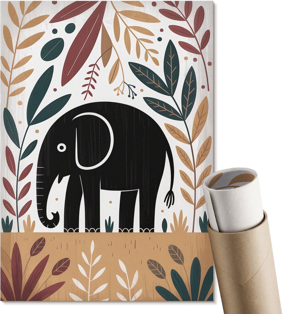 Coloray Polycanvas Poster - Sfeervolle Stad, Grijs - A3 - Rood Design - Rechthoek - Muurdecoratie - Woonkamer - Klassiek
