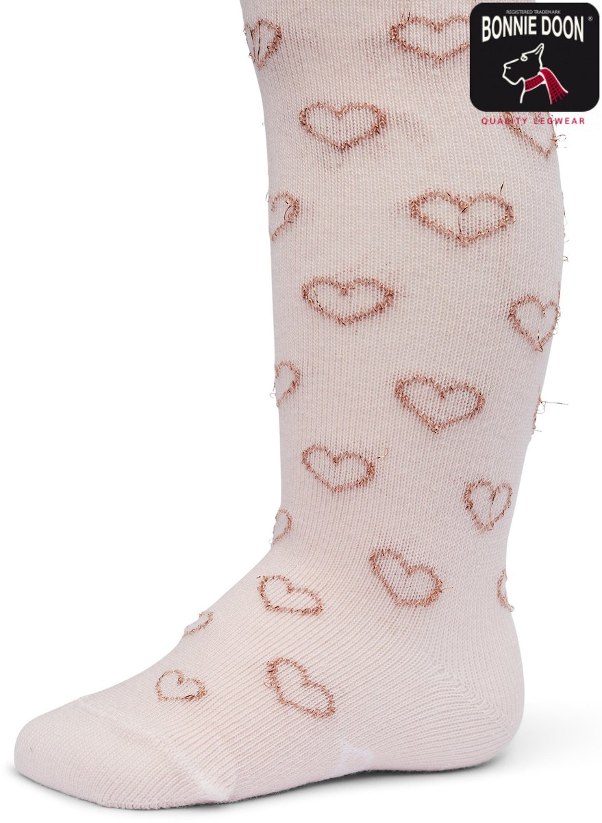 Bonnie Doon Baby Glitter Maillot Licht Roze maat 80/86 - Meisjes - Glitter Hartjes - Organic - Zacht Organisch Katoen - GOTS gecertificeerd - Lurex Hartjes - Gladde naden - Comfortabel - Geen vervelende naden - Strawberry Cream/Peach - BP224903.364