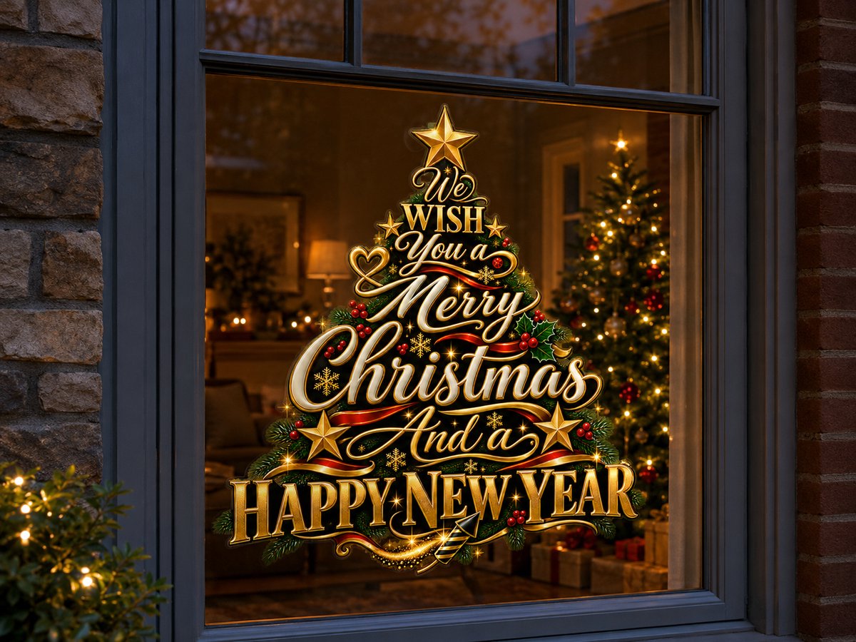 We Wish You a Merry Christmas And a Happy New Year Sticker – 42,01 x 45 cm
