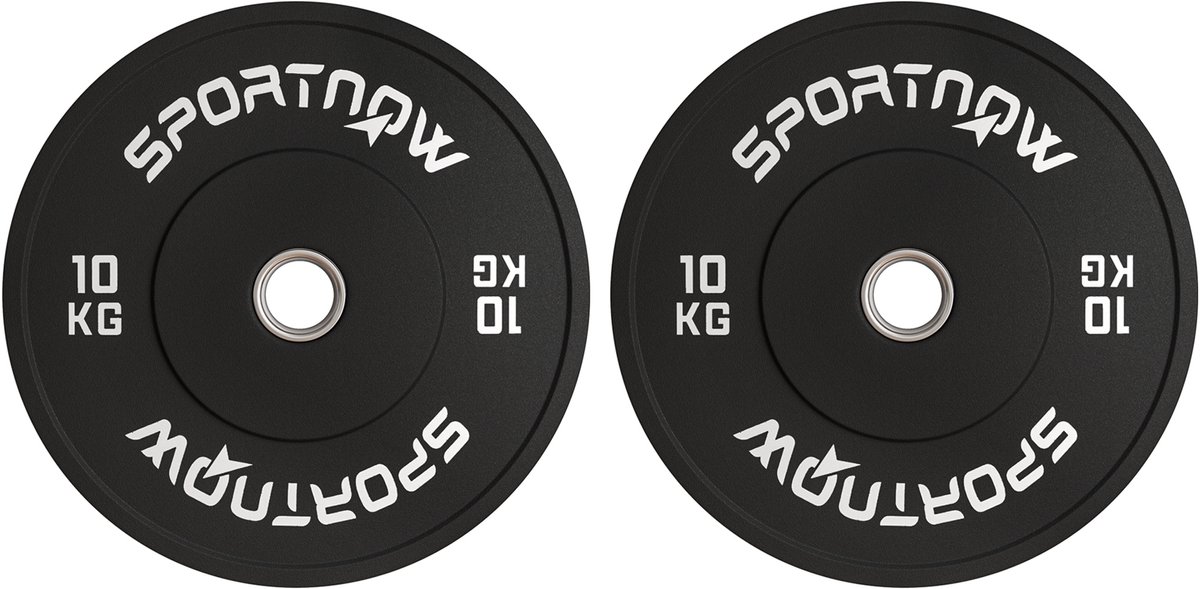 REDOM - Halterschijven - 2er-set - 10 kg per stuk - Ø 50 mm boring - Olympische standaard - Rubber met stalen centrum - Zwart - Ø 45 x 4 cm