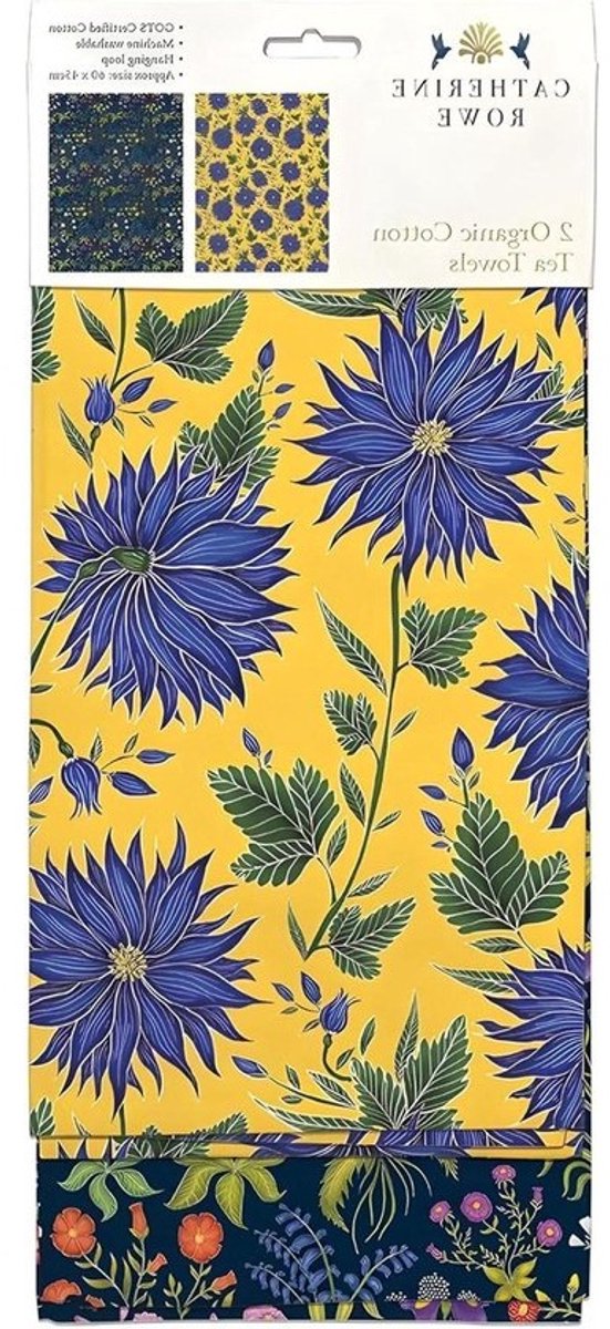 Theedoeken Katoen - Keukendoeken Set - Keuken Decoratie - Biologisch Katoen - 60x45 cm - Blauw Geel