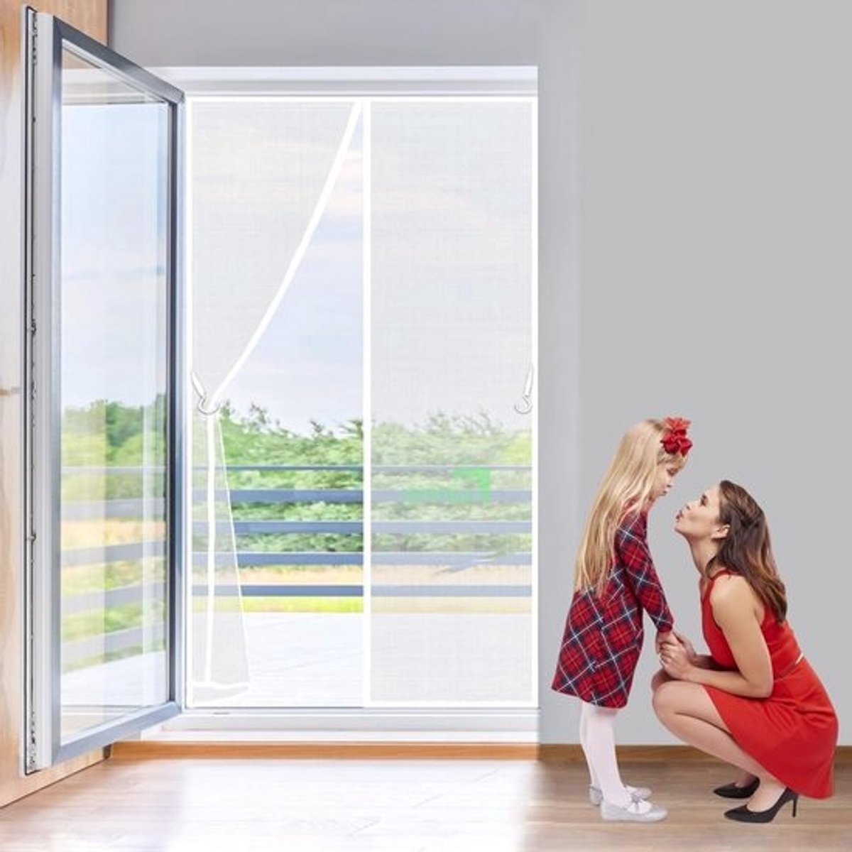 Hordeur - Vliegengordijn Deur - Insecten Buiten Houden - Automatisch Sluitend - 90x220 cm - Wit