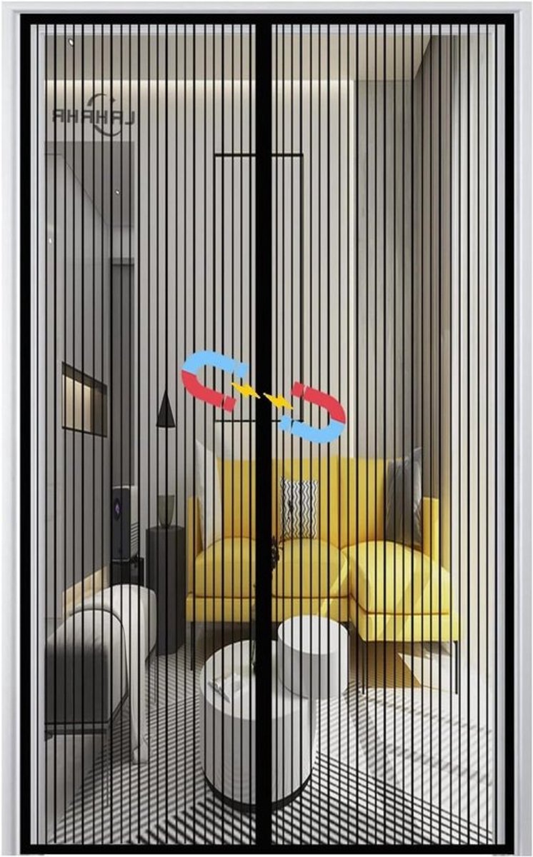 Magnetisch Vliegengaas - Insectenhor Deur - Buitenruimte Binnenhalen - Automatische Magneetsluiting - 95 x 205 cm - Zwart