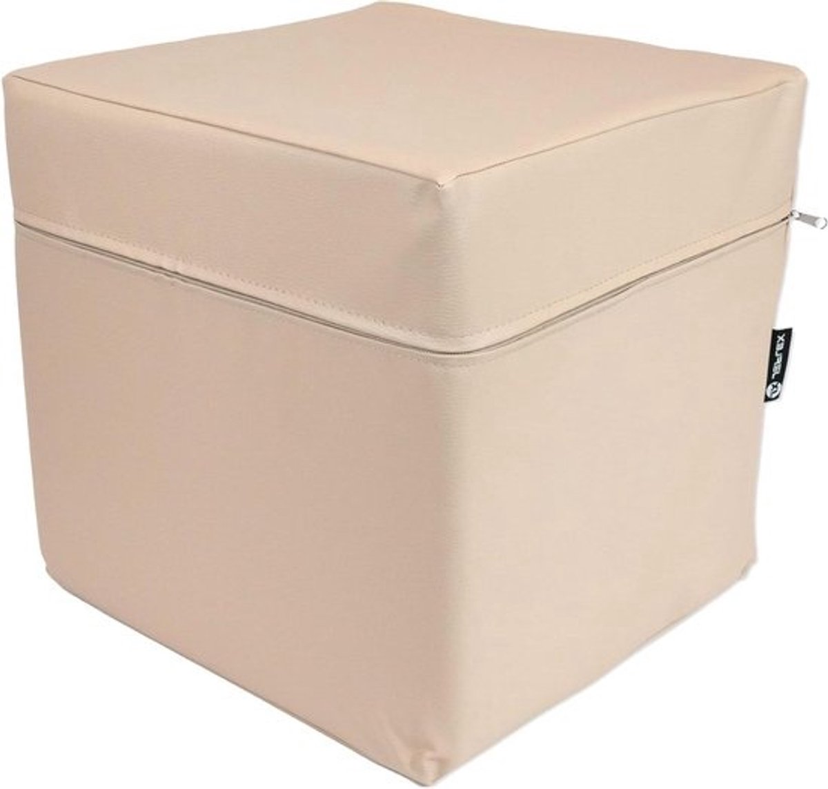 Zitkubus - Poef Kruk - Extra zitplaats - Kunstlederen afwerking - 40 x 40 x 40 cm - Beige