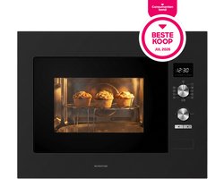 Inventum IMC6132FZWA - Inbouw combi-oven - Hetelucht - Magnetron - Grill - 32 liter - 45 cm hoog - Tot 220 graden - Zwart/RVS