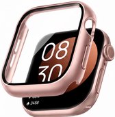 Stravo Case / Hoesje voor Apple Watch Series 12 42mm – Full Cover met Screenprotector – Hardcase Beschermhoesje – Roségoud