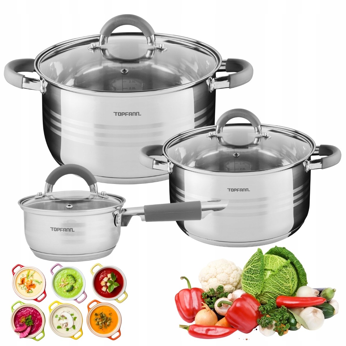 Topfann Pannenset RVS 6 Delen – Inductie & Gas