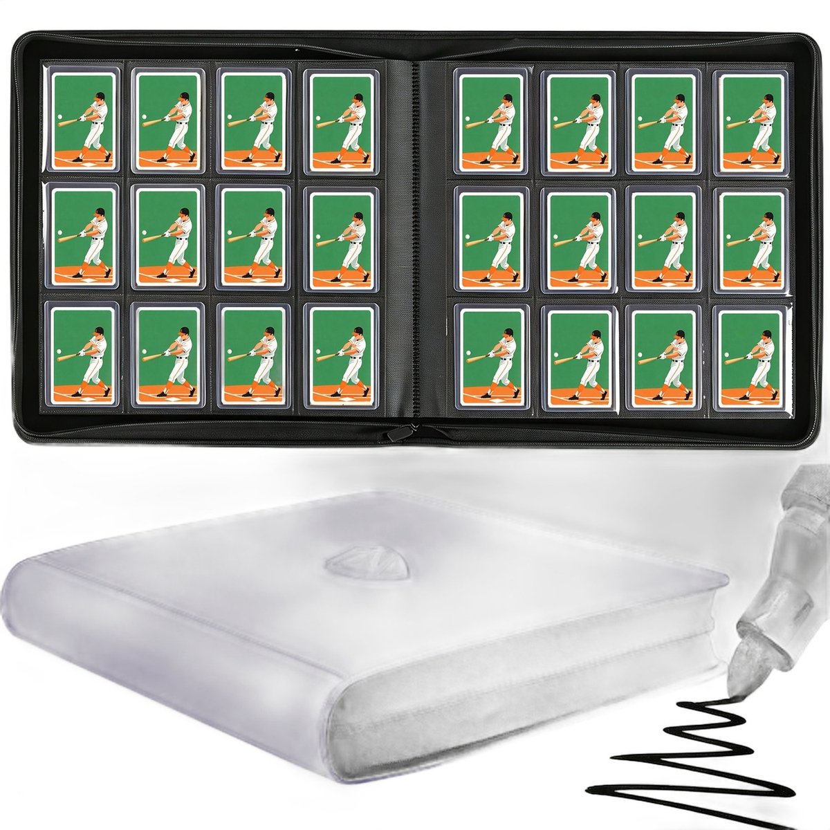 Currero Toploader Binder - Verzamelmap Kaarten - Geschikt voor Pokemon - 4 Pocket - 9 Pocket - 12 Pocket - Trading Card Map - Toploadermap - Paars - 384 Kaarten
